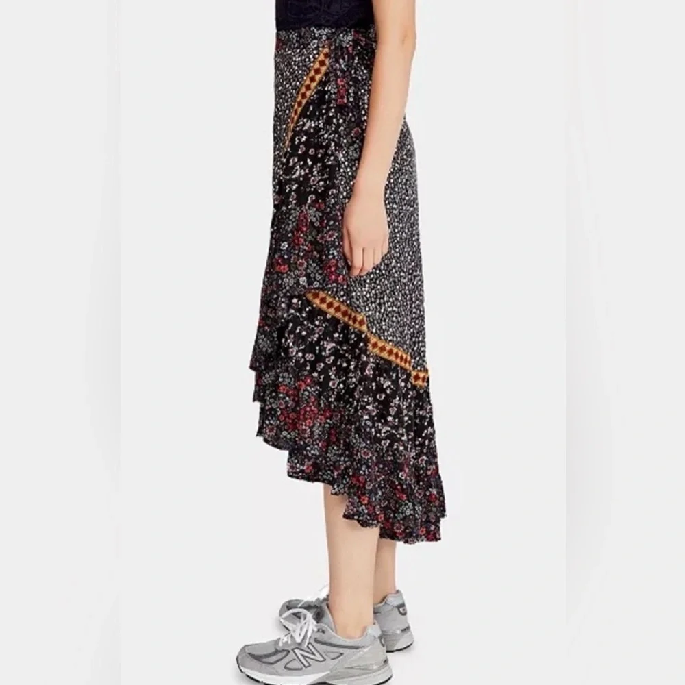 NWOT Free People Esmeralda Mixed-Print Midi Wrap Skirt - Picture 3 of 6